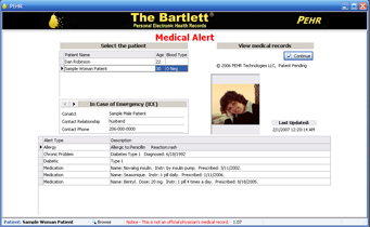 PEHR Alert Screen